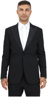 Selected Homme Zwarte blazer met glanzende revers en dubbele knopenrij Selected Homme , Black , Heren - 2Xl,M,3Xl,4Xl