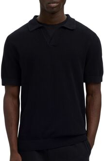 Selected Knit Structure Open Polo Heren - M