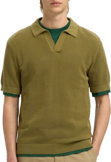 Selected Knit Structure Open Polo Heren - M