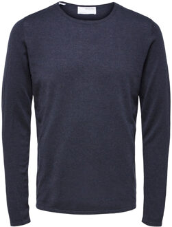 Selected Rocks knit crew neck dark sapphire - maat M Blauw