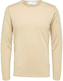 Selected Rocks knit crew neck kelp - maat 2XL Beige