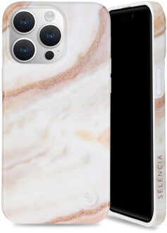 Selencia Aurora Fashion Backcover voor de Apple iPhone 15 Pro Max - Powder White Marble Wit