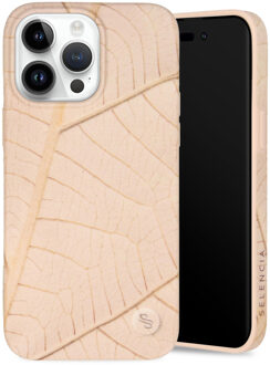 Selencia Aurora Fashion Backcover voor de iPhone 14 Pro Max - Duurzaam hoesje - 100% gerecycled - Earth Leaf Beige