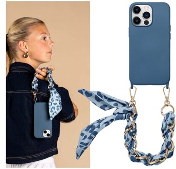 Selencia Backcover met luxe polskoord voor de Apple iPhone 13 Pro - Blauw