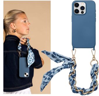 Selencia Backcover met luxe polskoord voor de Apple iPhone 15 Pro - Blauw