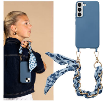 Selencia Backcover met luxe polskoord voor de Samsung Galaxy S22 - Blauw