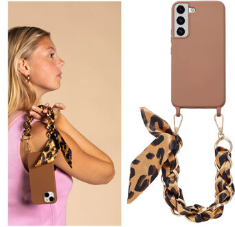 Selencia Backcover met luxe polskoord voor de Samsung Galaxy S22 - Bruin