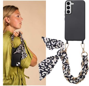 Selencia Backcover met luxe polskoord voor de Samsung Galaxy S22 - Zwart