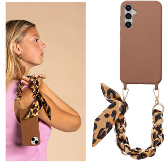 Selencia Backcover met luxe polskoord voor de Samsung Galaxy S23 FE - Bruin