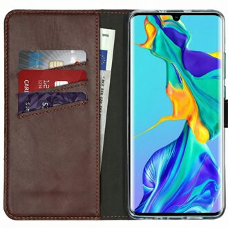 Selencia Echt Lederen Booktype Huawei P30 Pro hoesje - Bruin