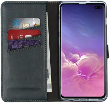 Selencia Echt Lederen Booktype Samsung Galaxy S10 Plus hoesje - Groen