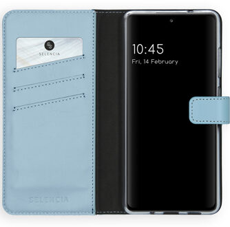 Selencia Echt Lederen Booktype Samsung Galaxy S20 FE hoesje - Lichtblauw
