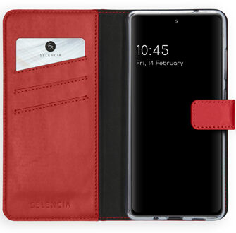 Selencia Echt Lederen Booktype Samsung Galaxy S20 FE hoesje - Rood