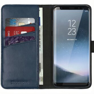Selencia Echt Lederen Booktype Samsung Galaxy S8 hoesje - Blauw