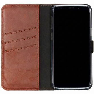 Selencia Echt Lederen Booktype Samsung Galaxy S9 hoesje - Lichtbruin