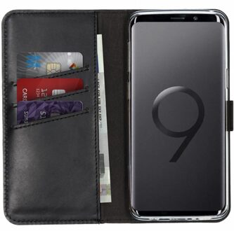 Selencia Echt Lederen Booktype Samsung Galaxy S9 hoesje - Zwart