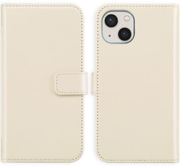 Selencia Echt Leren Bookcase voor de Apple iPhone 13 - Greige Beige