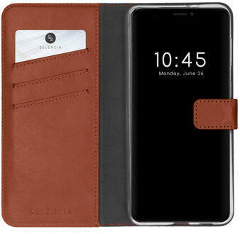 Selencia Echt Leren Bookcase voor de Apple iPhone 13 - Lichtbruin