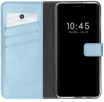 Selencia Echt Leren Bookcase voor de Apple iPhone 13 Mini - Air Blue Lichtblauw
