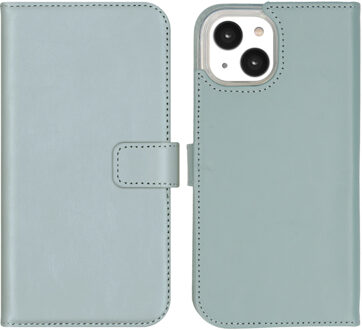 Selencia Echt Leren Bookcase voor de Apple iPhone 14 - Air Blue Lichtblauw