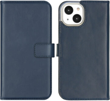 Selencia Echt Leren Bookcase voor de Apple iPhone 14 - Blauw