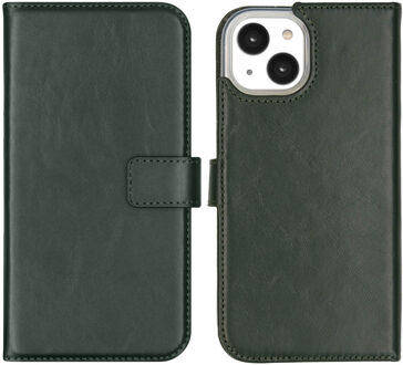 Selencia Echt Leren Bookcase voor de Apple iPhone 14 - Groen