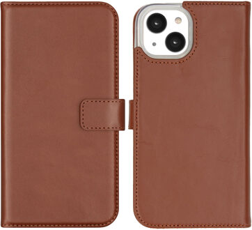 Selencia Echt Leren Bookcase voor de Apple iPhone 14 - Lichtbruin