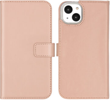 Selencia Echt Leren Bookcase voor de Apple iPhone 14 Plus - Dusty Pink Lichtroze