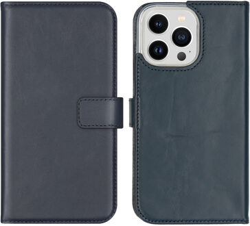 Selencia Echt Leren Bookcase voor de Apple iPhone 14 Pro Max - Blauw