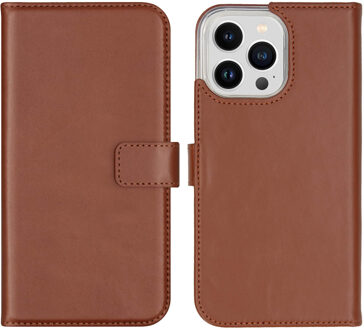 Selencia Echt Leren Bookcase voor de Apple iPhone 14 Pro Max - Lichtbruin