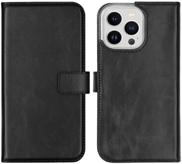 Selencia Echt Leren Bookcase voor de Apple iPhone 14 Pro Max - Zwart