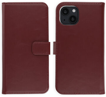 Selencia Echt Leren Bookcase voor de Apple iPhone 15 - Burgundy Donkerrood