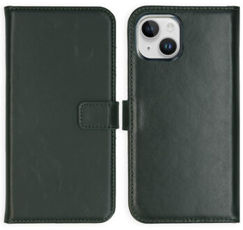Selencia Echt Leren Bookcase voor de Apple iPhone 15 Plus - Groen