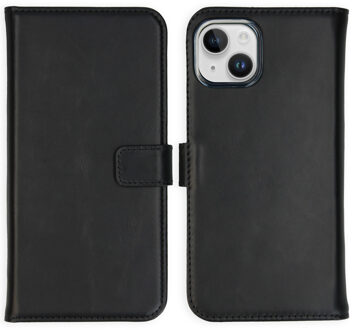 Selencia Echt Leren Bookcase voor de Apple iPhone 15 Plus - Zwart
