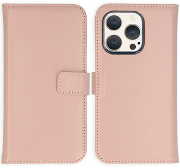 Selencia Echt Leren Bookcase voor de Apple iPhone 15 Pro - Dusty Pink Roze