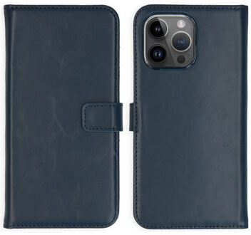Selencia Echt Leren Bookcase voor de Apple iPhone 15 Pro Max - Blauw