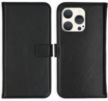 Selencia Echt Leren Bookcase voor de Apple iPhone 15 Pro - Zwart