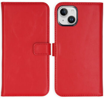 Selencia Echt Leren Bookcase voor de Apple iPhone 15 - Rood