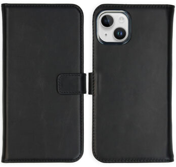 Selencia Echt Leren Bookcase voor de Apple iPhone 15 - Zwart