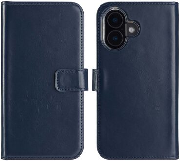 Selencia Echt Leren Bookcase voor de Apple iPhone 16 Plus - Blauw