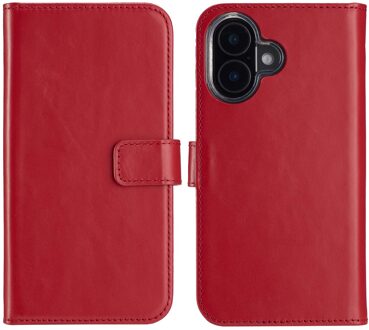 Selencia Echt Leren Bookcase voor de Apple iPhone 16 Plus - Rood