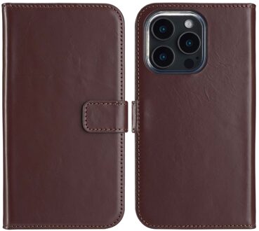 Selencia Echt Leren Bookcase voor de Apple iPhone 16 Pro - Bruin