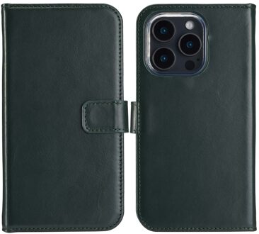 Selencia Echt Leren Bookcase voor de Apple iPhone 16 Pro - Groen