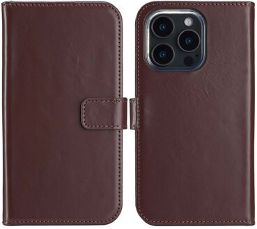 Selencia Echt Leren Bookcase voor de Apple iPhone 16 Pro Max - Bruin