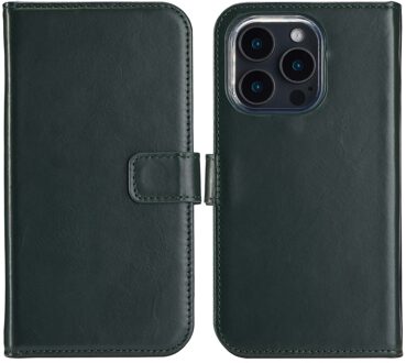 Selencia Echt Leren Bookcase voor de Apple iPhone 16 Pro Max - Groen