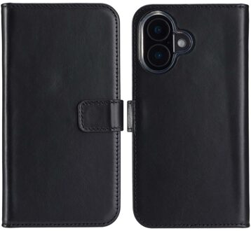 Selencia Echt Leren Bookcase voor de Apple iPhone 16 - Zwart