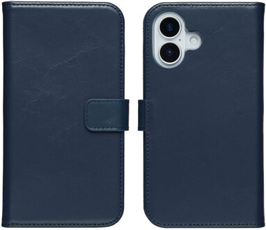 Selencia Echt Leren Bookcase voor de Apple iPhone 17 - Blauw