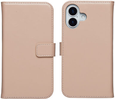 Selencia Echt Leren Bookcase voor de Apple iPhone 17 - Dusty Pink Lichtroze