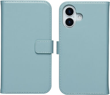 Selencia Echt Leren Bookcase voor de Apple iPhone 17 - Lichtblauw