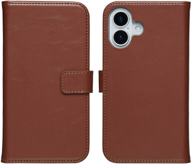Selencia Echt Leren Bookcase voor de Apple iPhone 17 - Lichtbruin